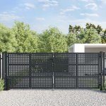 Zahradní branka antracitová 400 x 150 cm ocelová 845544 – Sleviste.cz