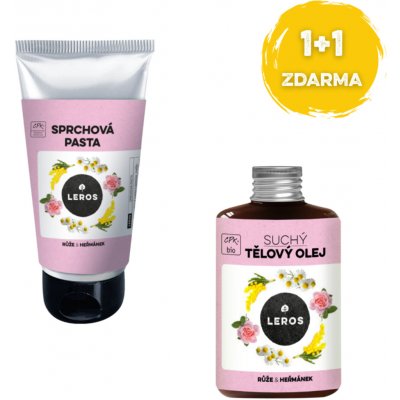 Leros Výhodná sada suchý tělový olej a sprchová pasta Růže a Heřmánek – Hledejceny.cz