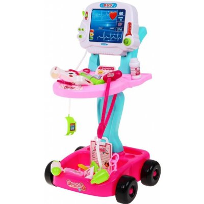 Inlea4Fun MEDICAL PLAY SET Dětský lékařský vozík + 17 kusů příslušenství růžový – Zboží Mobilmania