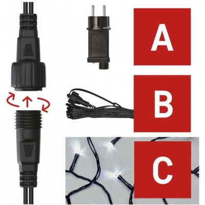 EMOS Základní sada pro spojovací řetězy Standard 10 m venkovní studená bílá časovač – Zbozi.Blesk.cz