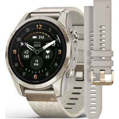 Garmin Epix™ Pro 42mm (Gen 2) Sapphire Edition Soft Gold / Cream Heathered Nylon Band - 010-02802-20 + 5 let záruka, pojištění a dárek ZDARMA