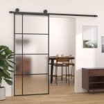 zahrada-XL Posuvné dveře mléčné ESG sklo a hliník 90 x 205 cm černé – Hledejceny.cz