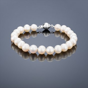 Buka náramek perlový Mutiara AA 75 bílý