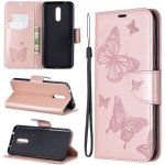 Pouzdro Butterfly PU kožené peněženkové Nokia 3.2 - růžovozlaté – Zboží Živě