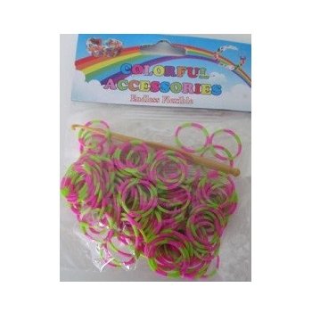 Loom bands gumičky na náramky zelené + růžové