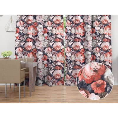 Biante Sametový závěs Tamara TMR-018 Červené květy 145x210 cm – Hledejceny.cz