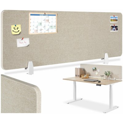 tectake akustická přepážka na stůl noisy se zaoblenými rohy 130 x 40 cm béžová 405117 – Sleviste.cz