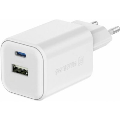 Swissten síťový adaptér gan 1x usb-c 45w pd + 1x usb-a 18w qc bílý | Zboží Auto