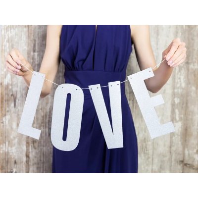 Banner Love STŘÍBRNÝ 21x55cm – Zboží Dáma