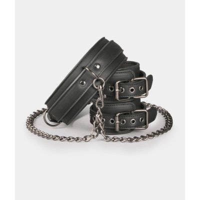 Easytoys Fetish Collection Leather Collar With Handcuffs – Zboží Mobilmania