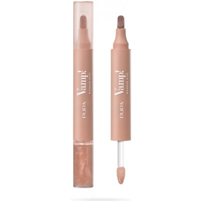 Pupa Milano Fix a olejový lesk na rty 2v1 Vamp! Marker Duo 001 Watery Nude 4 ml – Zboží Dáma