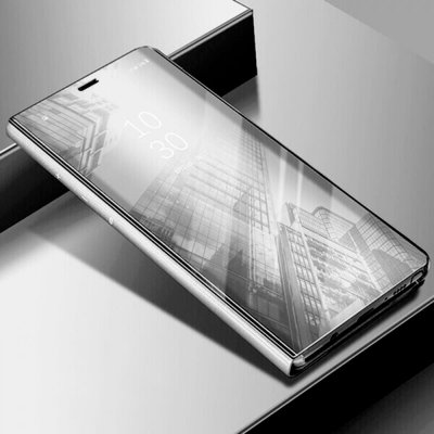 Pouzdro SES Zrdcadlové plastové flip Xiaomi Redmi 10C - stříbrné