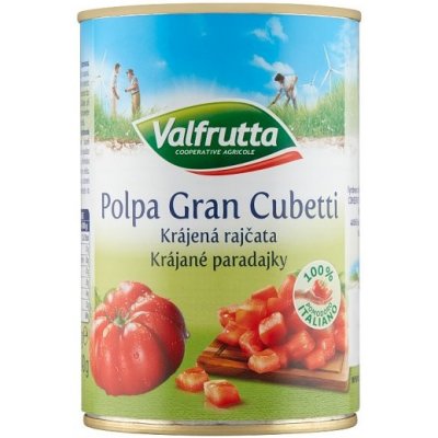 Valfrutta Rajčata loupaná krájená s česnekem 425 ml