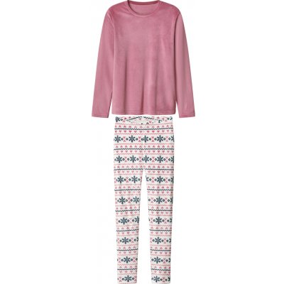 Esmara plyšové pyžamo růžová bílá – Zboží Dáma