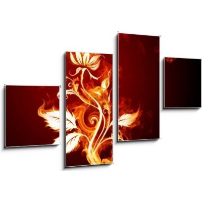 Obraz 4D čtyřdílný - 100 x 60 cm - Fire rose Oheň vzrostl – Zboží Mobilmania
