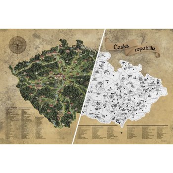 Giftio Stírací Mapa Česka Deluxe - Stříbrná