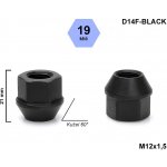 Kolová matice M12x1,5 kuželová otevřená, černá, klíč 19, D14F-BLACK výška 21 mm – Sleviste.cz