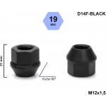 Kolová matice M12x1,5 kuželová otevřená, černá, klíč 19, D14F-BLACK výška 21 mm