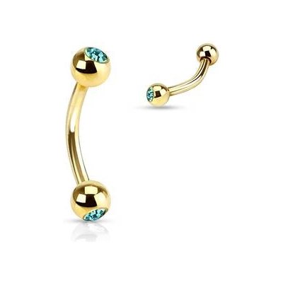 Šperky4U pozlacený piercing do obočí s kamínky OB01088-Q