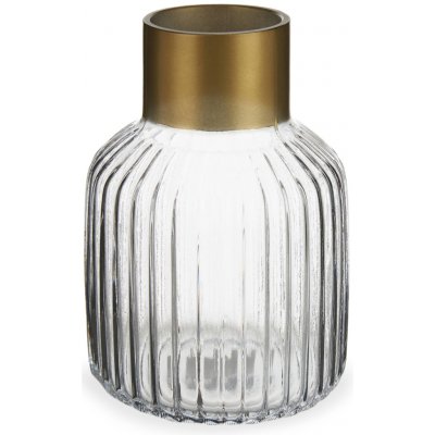 Giftdecor Proužkovaná váza se zlatým zdobením, výš, 18 cm transparentní – Hledejceny.cz