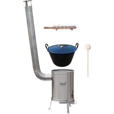 Perfect Home kotel zabíjačkový smalt 80 l kotlina nerez INOX 56 cm poklice smalt 65 cm Sada skleniček vařečka 80 cm LUXUS ZABÍJAČKA – Sleviste.cz