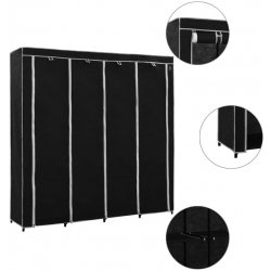 Vidaxl 282445 Wardrobe with 4 Compartments Black 175x45x170 cm