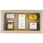Pleva Pozdrav od včel Propolis v medu 250 g, Mýdla s včelími produkty 3 x 20 g, Balzám na popraskanou pokožku 30 g, semínkové kuličky Louka v kuličce 1 balení6 ks, Svíčka ze včelího výška 6,7 – Sleviste.cz