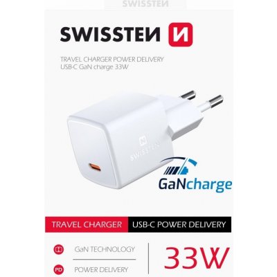 SWISSTEN MINI SÍŤOVÝ ADAPTÉR GaN USB-C 33W POWER DELIVERY – Zbozi.Blesk.cz