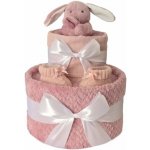 Brumlík dvoupatrový plenkový dort Zajíček pudrový – Zboží Dáma