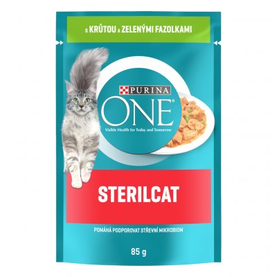 Purina One Sterilcat s krůtou a zelenými fazolkami ve šťávě 85 g – Zbozi.Blesk.cz