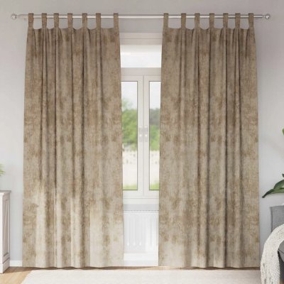 Závěs s záclonami 2 ks šampaňský 260 x 140 cm Samet – Hledejceny.cz