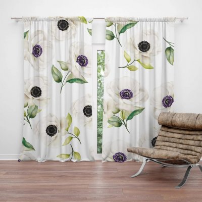 Sablio Závěs Bílé sasanky: 2ks 140x250cm – Hledejceny.cz