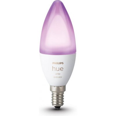 Philips HUE LED žárovka, 6,5 W, 470 lm, teplá–studená bílá, RGB, E14 PHLEDH8719514356610 – Hledejceny.cz