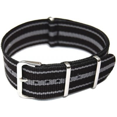 NATO Strap Černá / šedá NTS034 šíře