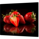 Glasdekor Ochranná deska čerstvé červené jahody - Ochranná deska: 65x90cm, Lepení na zeď: S lepením na zeď – Zbozi.Blesk.cz