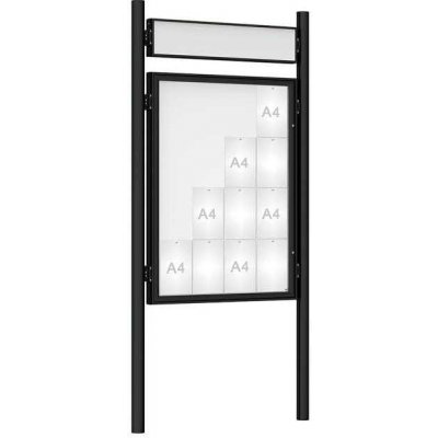 PROCITY Venkovní vitrína model 1000 16 x A4, černá, včetně sloupků a záhlaví | Zboží Auto