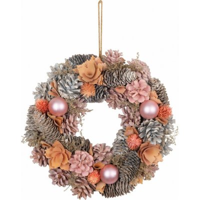 MagicHome Vianoce Věnec růžovo-oranžový, 30 cm – Sleviste.cz