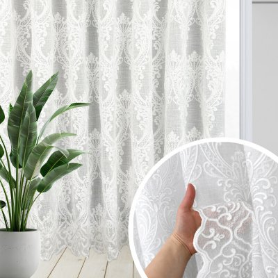 Voálová Luxusní vyšívaná záclona bílá Versailles White metráž Ervi 3634-11 – Hledejceny.cz