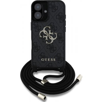 Guess PU 4G Metal Logo Crossbody Popruh pro iPhone 16 Black – Sleviste.cz