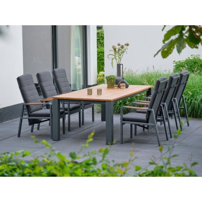 Mixx teak Montana stolová súprava 1+6 antracitová – Hledejceny.cz
