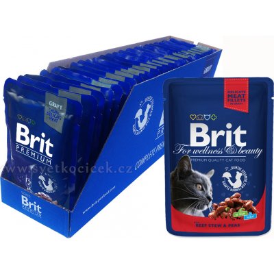 Brit cat Premium hovězí & hrášek 20 x 100 g