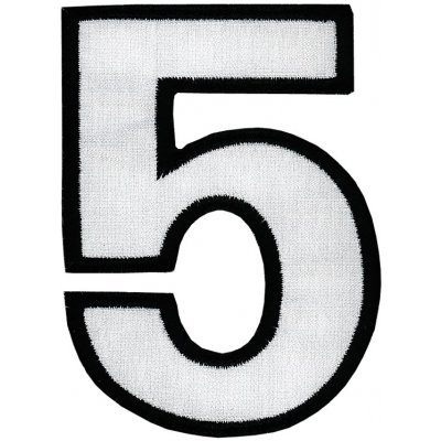 Nažehlovací vyšívaná čísla - pětka bílá, výška 8 cm – Zboží Mobilmania