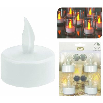 svíčka čajová LED pr.3,5cm BÍ (4ks) s bateriemi, časovačem – Zboží Dáma