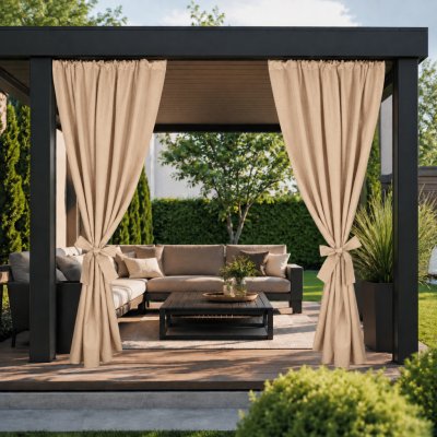 Takoy Závěs na terasu 155x200 nepromokavý polyester béžový-HT-00123 | 155 x 200 cm – Hledejceny.cz