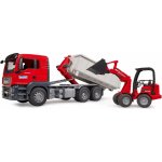 Bruder 3767 Nákladní automobil MAN TGS s valníkem a kompaktním nakladačem Schäffer – Zboží Dáma