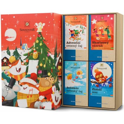 Sonnentor Dárková kazeta čajová Kouzelné Vánoce Adventní ovocný čaj Skořicový zázrak bio Ježíškův nebeský čaj bio Zimní noc bio 1 ks – Zboží Mobilmania