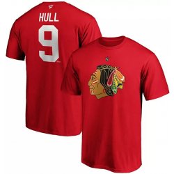 Fanatics pánské tričko Bobby Hull #9 Chicago Blackhawks Authentic Stack Retired Player Name & Number T-Shirt Red