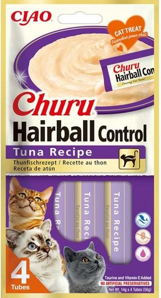 Inaba Churu Hairball Control tuňák 4 x 14 g