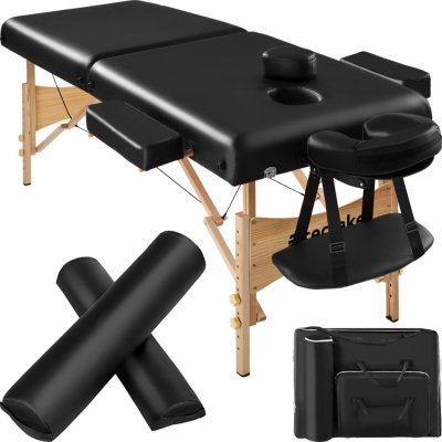 Tectake 2zónový masážní stůl včetně podpůrných válečků a tašky na přenášení 220 x 83 x 65,5 87,5 cm