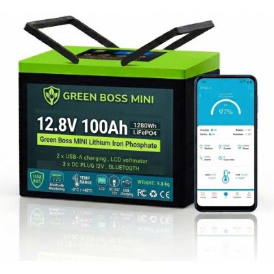 Green Boss MINI LiFePo4 12V 100Ah LCD USB bluetooth DC – Zboží Živě
